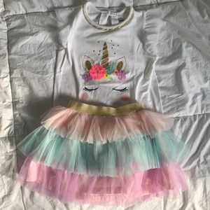 Carter’s unicorn tee & tulle skirt